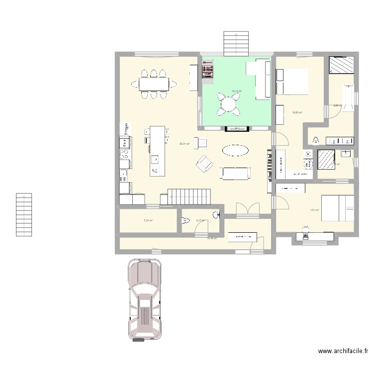 Iris 2 2ch gar côté . Plan de 9 pièces et 151 m2