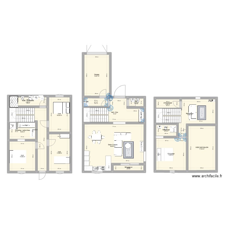 PLAN3. Plan de 17 pièces et 184 m2