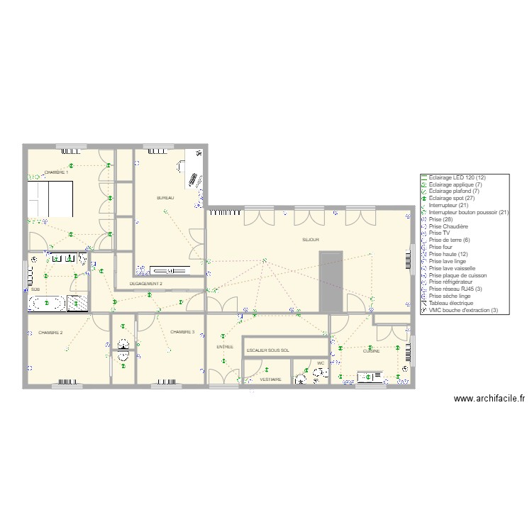 FLAMENT. Plan de 28 pièces et 287 m2