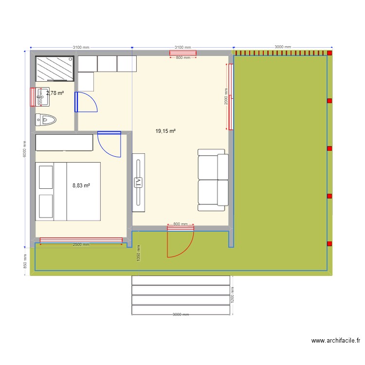 Анастасия Истра. Plan de 4 pièces et 56 m2