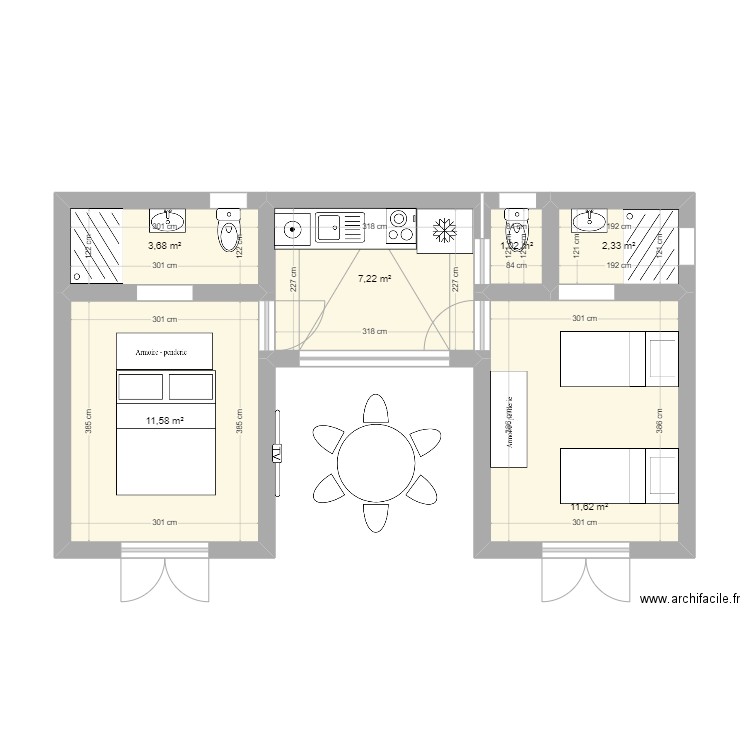 MAISON DE VACANCES. Plan de 6 pièces et 37 m2