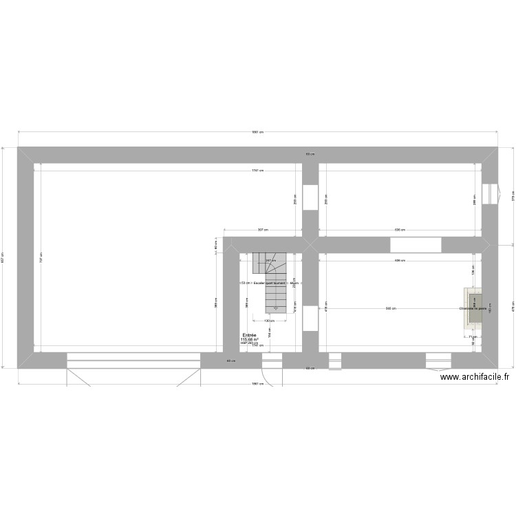 PROJET LACAUNE RDC. Plan de 1 pièce et 116 m2