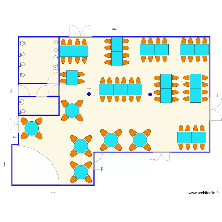salle anciennement caraibe. Plan de 