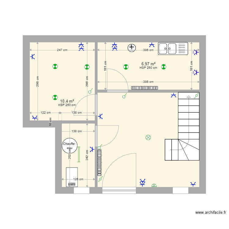 rez app ferme. Plan de 3 pièces et 31 m2