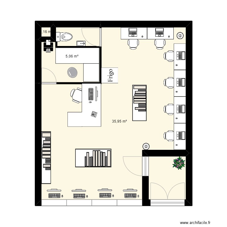 Ordinatour. Plan de 3 pièces et 41 m2