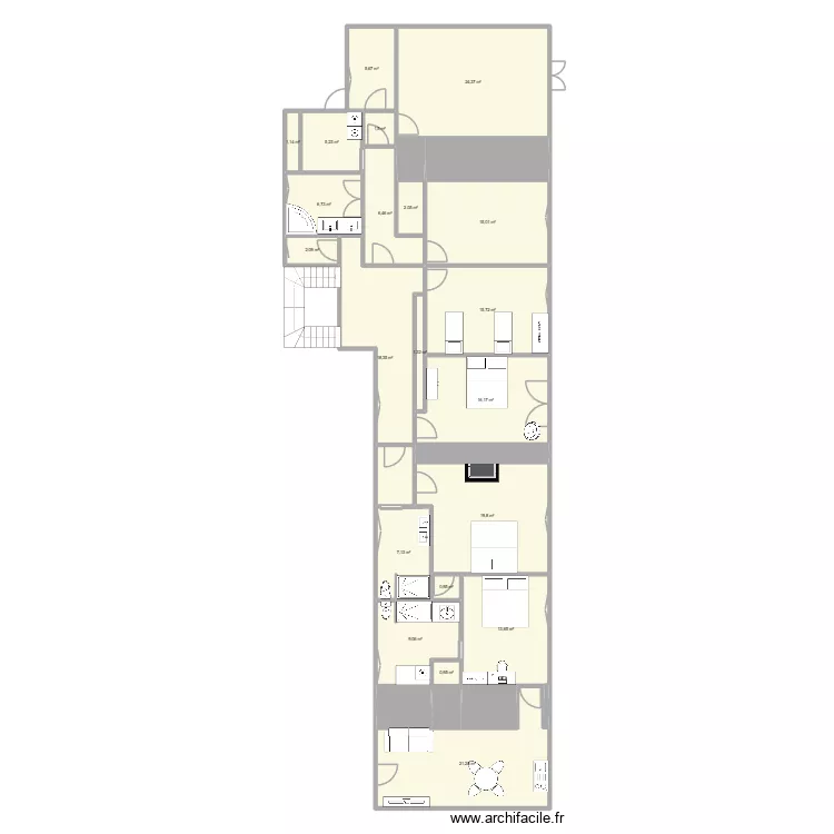 Plan 3. Plan de 21  et 195 m²