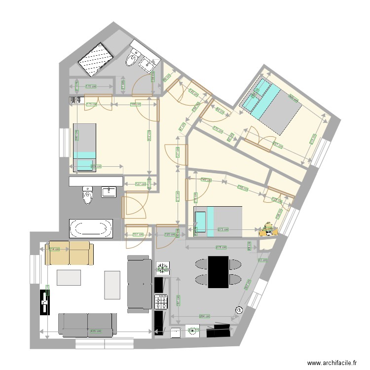 airbnblouise. Plan de 16 pièces et 67 m2