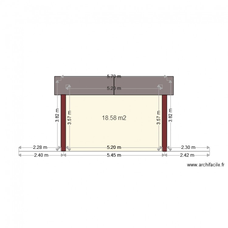 agrandissement gite 1 facade est. Plan de 0 pièce et 0 m2