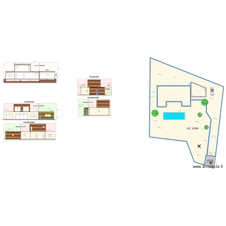 extension_bois. Plan de 4 pièces et 969 m2