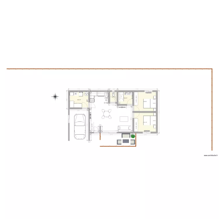 maison plain pied 60m2. Plan de 