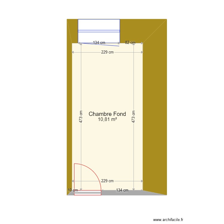 Chambre Fond. Plan de 1 pièce et 11 m2