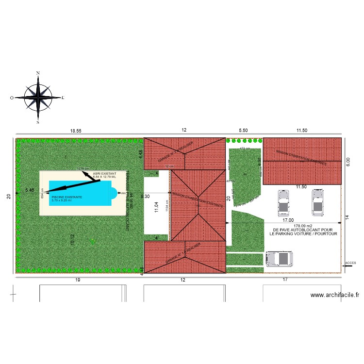 PLAN DE MASSE PCMI2. Plan de 5 pièces et 248 m2