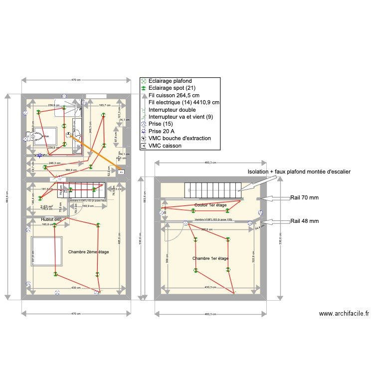 Montlivet V5. Plan de 9 pièces et 55 m2