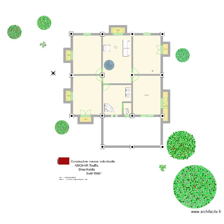 Plan etage. Plan de 7 pièces et 30 m2