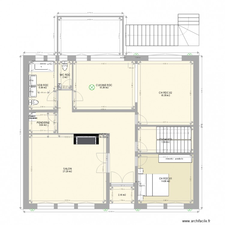 RDC existant. Plan de 0 pièce et 0 m2