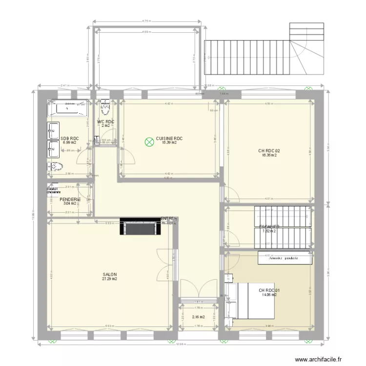 RDC existant. Plan de 