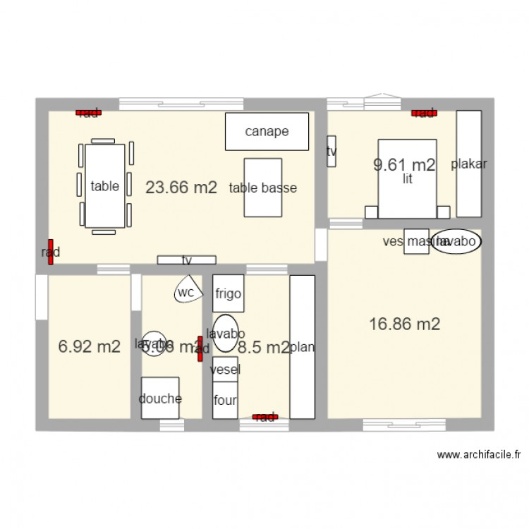 prizemlje sa namestajom. Plan de 0 pièce et 0 m2