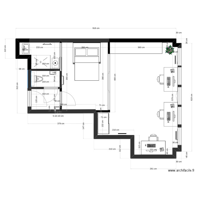 studio lille 2. Plan de 4 pièces et 41 m2