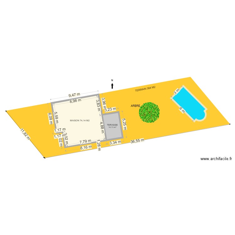 PLAN DE MASSE  PRE VERANDA. Plan de 2 pièces et 88 m2