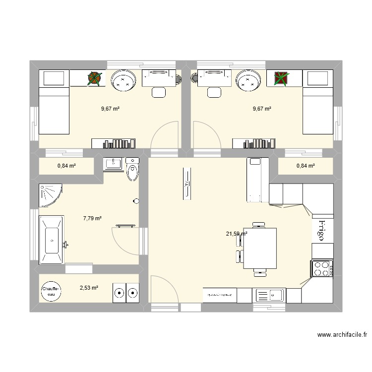 maison 10 . Plan de 7 pièces et 53 m2