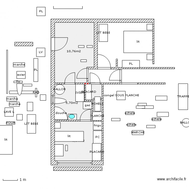 gite ruoms 7 mini interieur 3 couloir aménagé ant PROV 4 . Plan de 0 pièce et 0 m2