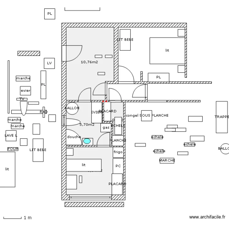 gite ruoms 7 mini interieur 3 couloir am&eacute;nag&eacute; ant PROV 4 . Plan de 