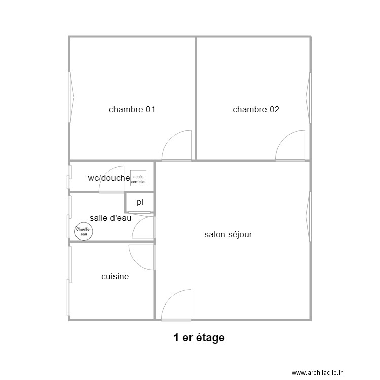 marchand. Plan de 6 pièces et 39 m2