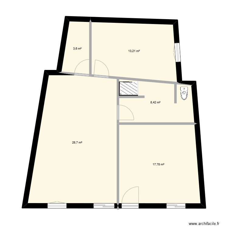 dépendance 3. Plan de 5 pièces et 72 m2