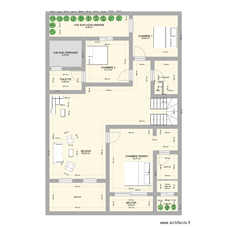 DIAMNIADIO2_ETAGE1. Plan de 13 pièces et 123 m2