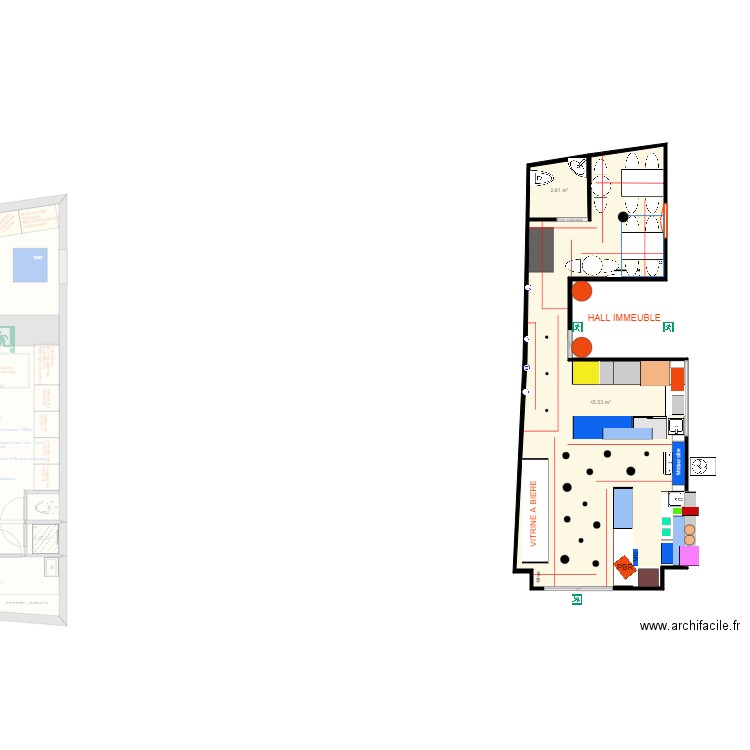 place rep. Plan de 34 pièces et 595 m2