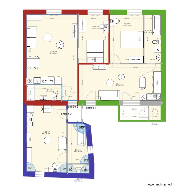 43 République R+2 futur hyp 2. Plan de 12 pièces et 107 m2