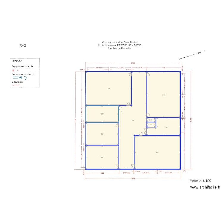 plan ecole msm R+2. Plan de 10 pièces et 771 m2