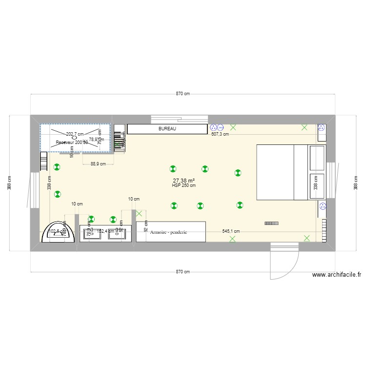 .CHAMBRE PARENTALE. Plan de 1 pièce et 27 m2