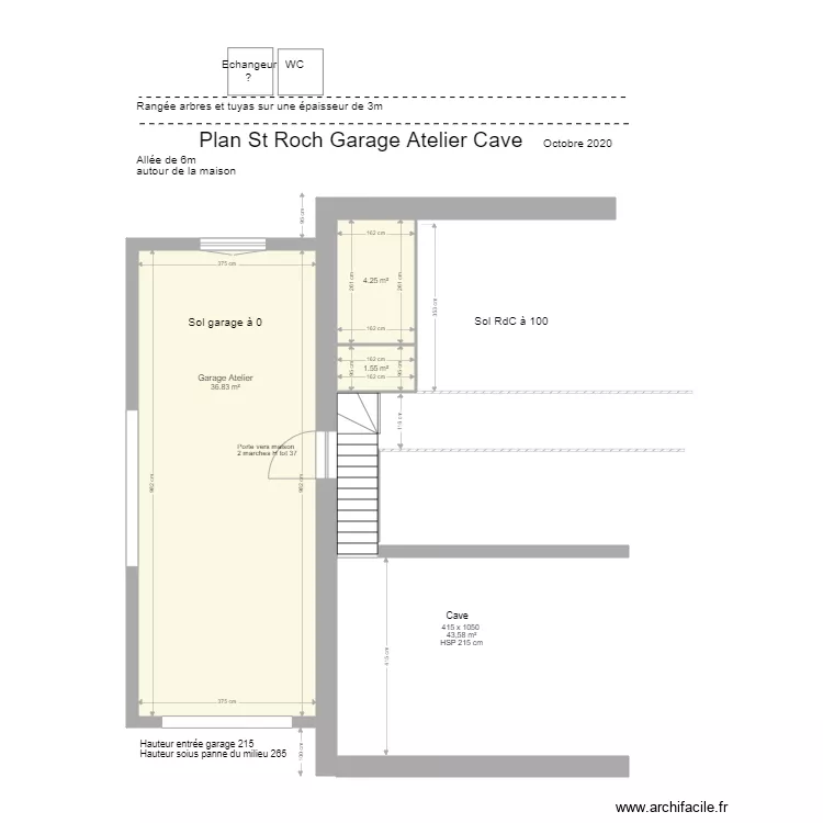 Garage Atelier Cave &eacute;changeur. Plan de 