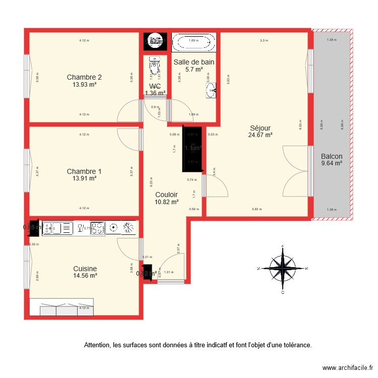 BI 1372 . Plan de 0 pièce et 0 m2
