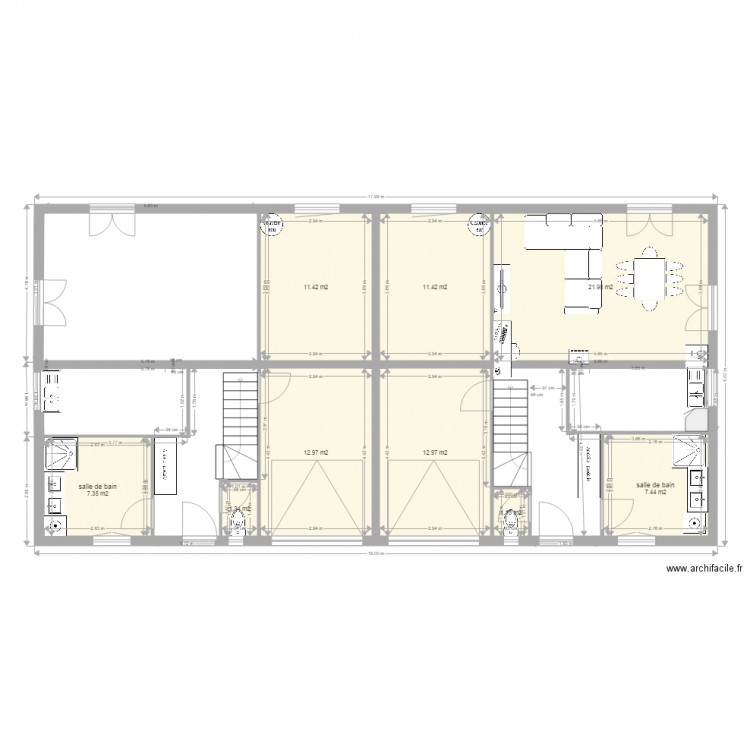 maison mitoyenne poutre dalle. Plan de 0 pièce et 0 m2