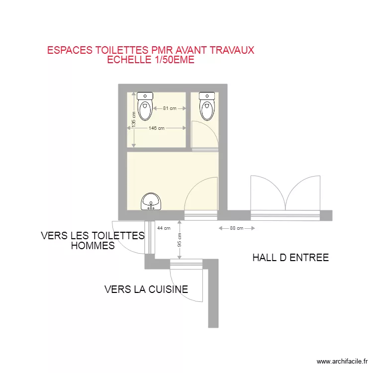 FOCUS TOILETTES SALLE AEP. Plan de 