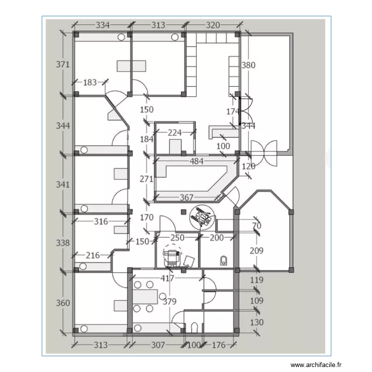 Cabinet dentaire apr&egrave;s projet. Plan de 