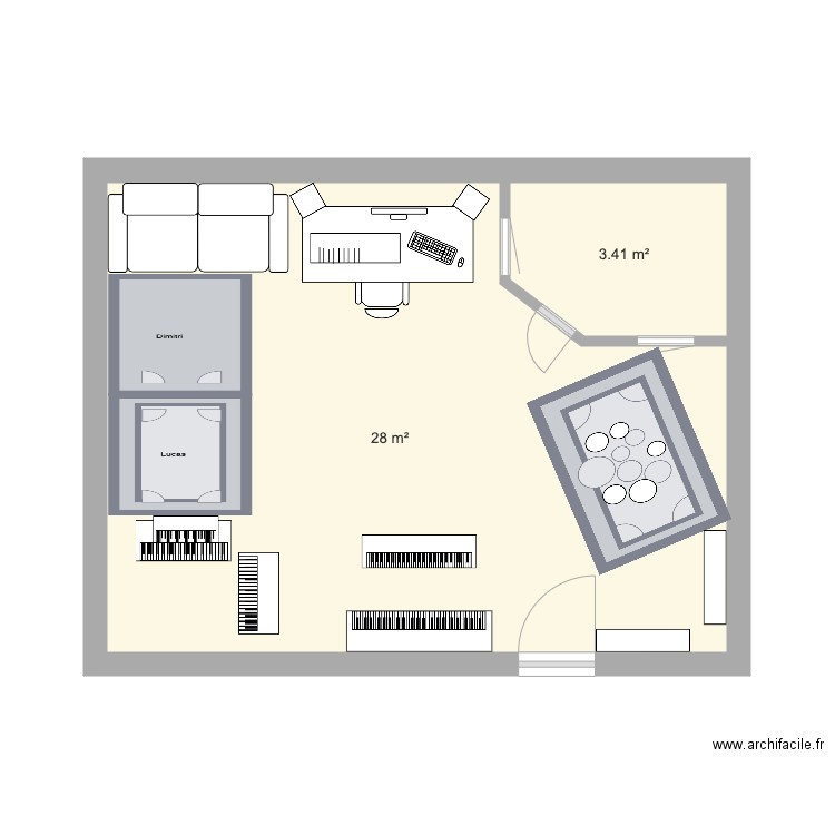 Plan studio cabine 2. Plan de 0 pièce et 0 m2