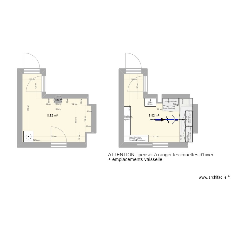 Cellier / Buanderie. Plan de 3 pièces et 18 m2