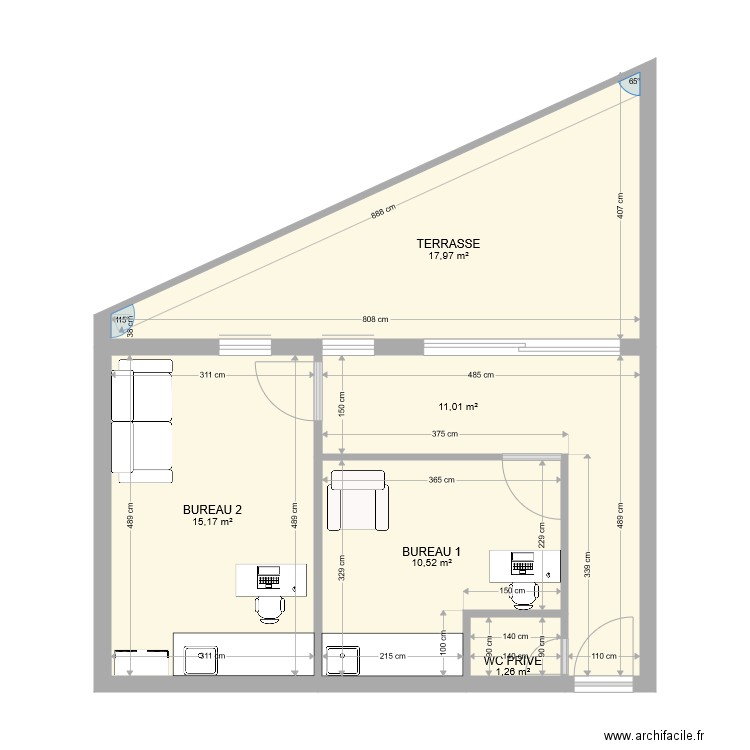 LOCAL 13. Plan de 5 pièces et 56 m2