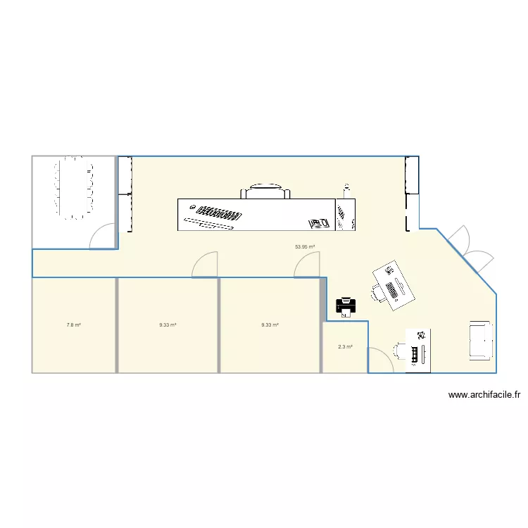 at run sans cloison. Plan de 