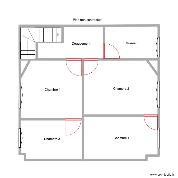 salmon 2 étage. Plan de 6 pièces et 40 m2