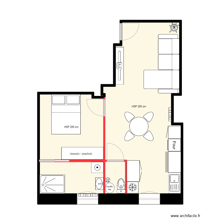 COUDERT Plan Aménagement 2. Plan de 2 pièces et 40 m2