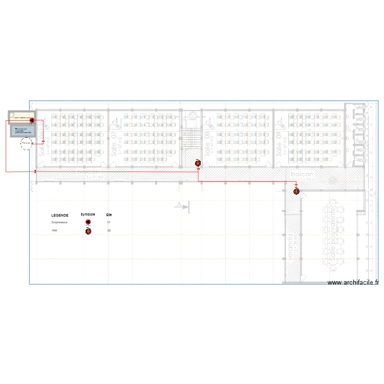 Alimentation eau incendie Etage batiment SONARA. Plan de 0 pièce et 0 m2