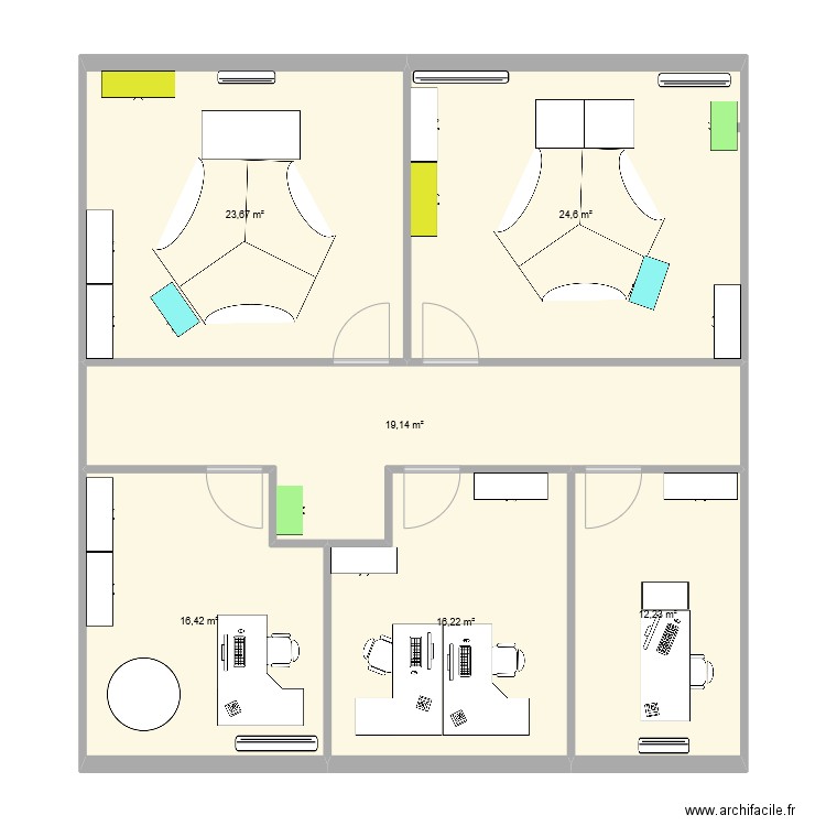 PCD P3. Plan de 6 pièces et 112 m2