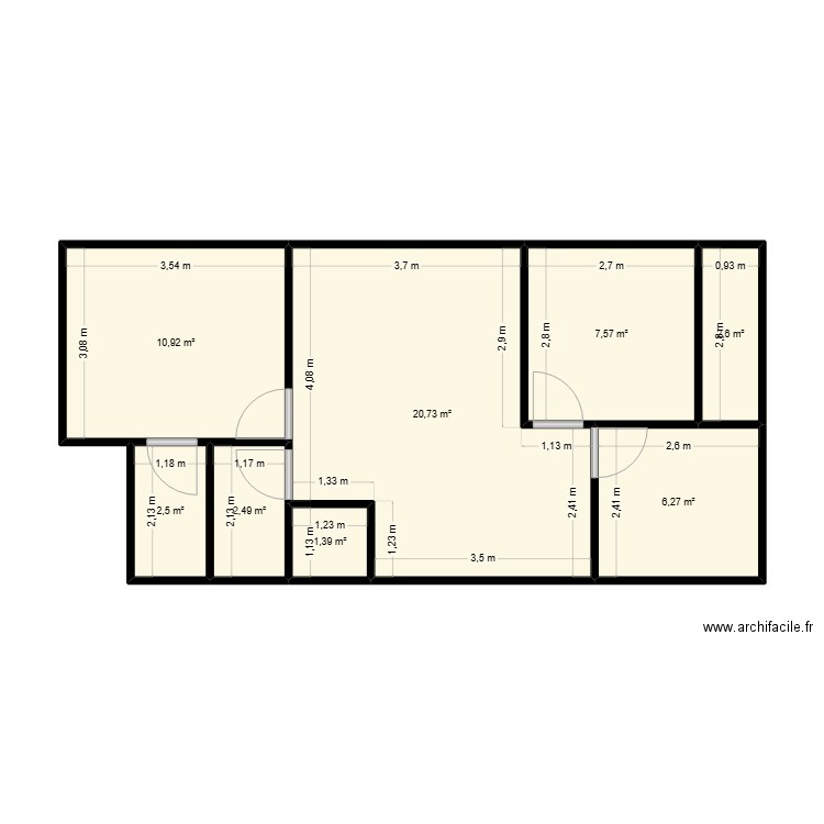 light house. Plan de 8 pièces et 54 m2