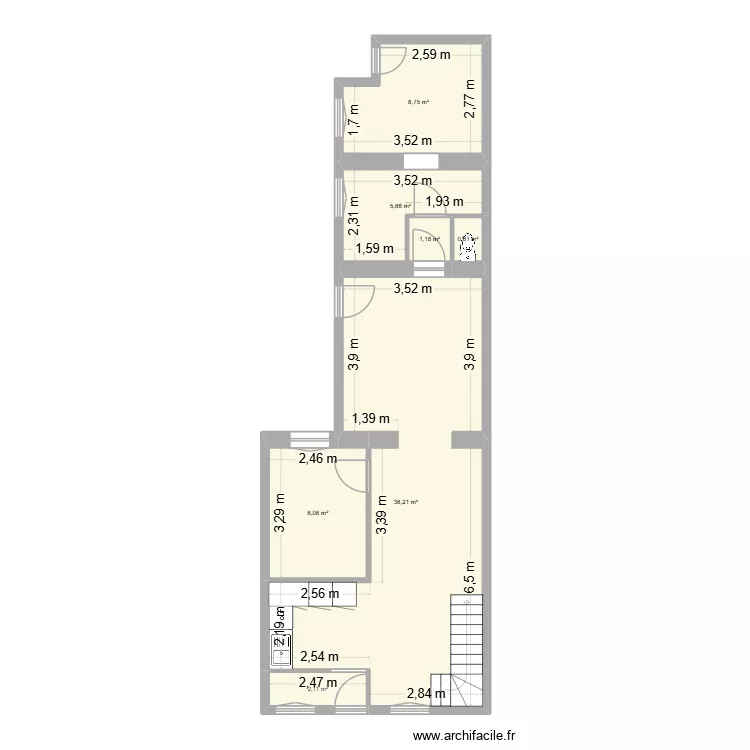 nboute. Plan de 7  et 65 m²