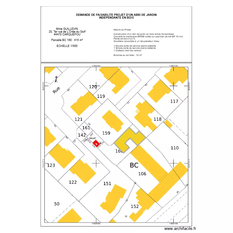 FAISABILITE GUILLEVIN. Plan de 1 et 139 m² FAISABILITE GUILLEVIN. Plan de 1 et 139 m²