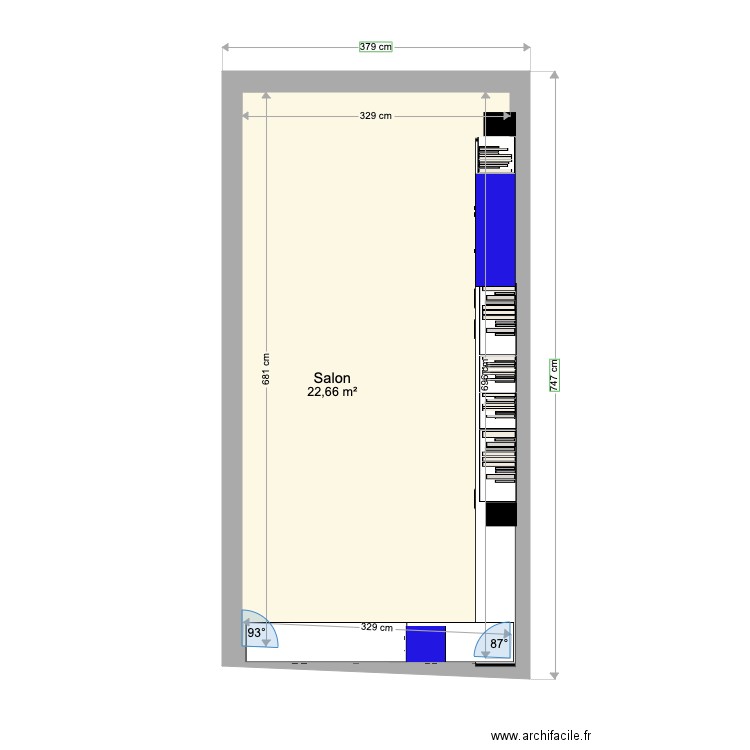 projet1 salon. Plan de 1 pièce et 23 m2